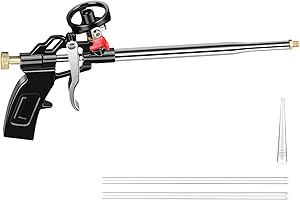 Nutmanel Pistolet à Mousse, Pistolet Mousse Polyurethane, Pistolets à Mousse Expansive PU Professionnel Pas Besoin de Nettoyant, Calfeutrage Bâtiment Pistolet pour Calfeutrage, Etanchéité, Remplissage