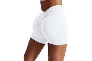 Qmttoae High Waisted Gym Shorts for Women Scrunch Butt Cycling Shorts Seamless Yoga Booty Workout Running Shorts