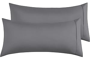 POLIGINO Funda de Almohada 100% Microfibra 50 x 90 cm, Juego de 2 Fundas Almohada Extra Suave Hipoalergénicas Transpirable Gris Oscuro
