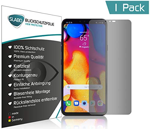 Preisvergleich Produktbild Slabo Blickschutzfolie für LG V40 ThinQ Sichtschutz Displayschutzfolie (verkleinerte Folien, aufgrund der Wölbung des Displays) View Protection Schwarz - Privacy Made IN Germany