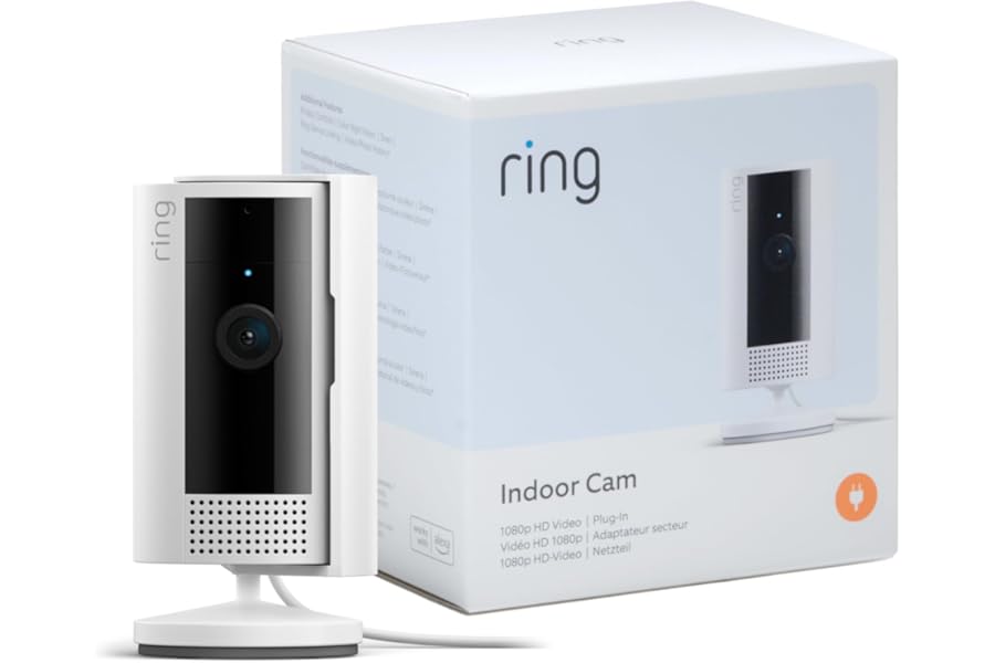 Ring Cámara interior (Indoor Camera 2.ª gen.) | Cámara de vigilancia wifi con enchufe para mascotas | Vídeo 1080p HD, comunic