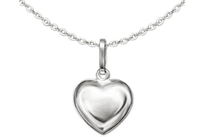 CLEVER SCHMUCK Ensemble collier en argent pour fille avec pendentif mini cœur de 8 mm simple bombé des deux côtés et chaîne fine de 40 cm en argent sterling 925 dans un étui rose, Brillant, Pas de