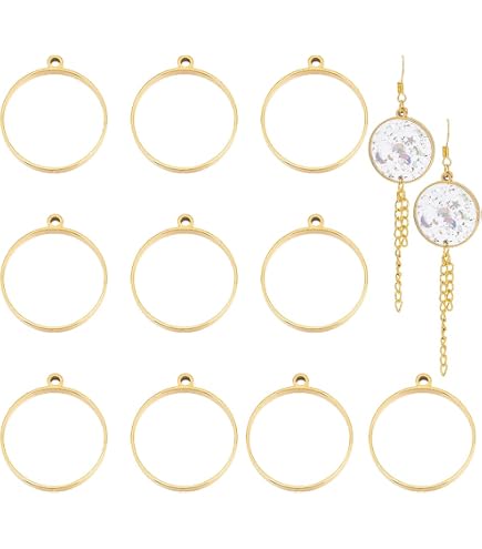 Résine Uv UNICRAFTALE 12 Cadres Pendentifs Acier Inoxydable 304 - Forme Cercle Ouvert Pour DIY Résine, Fleurs Séchées Cadres Pendentifs DIY