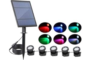 XUNATA Solar LED Unterwasser Spotlight RGB-Farbwechsel Wasserdicht Teichlichter Aquarium Beleuchtung Solarlampe Unterwasserstrahler für Garten, Brunnen, Terrasse, Liegewiese (5 Lichter)