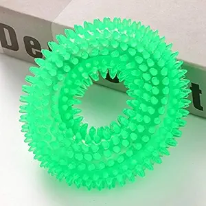 Petlicious & More TPR Spike Pupppy Chew Toys Dog Teething Toys Puppy Squeaky Toys for Dogs &Puppies - Rim