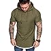 Produktbild Hanomes Herren Kurzarm,mit Kapuze T-Shirts Herren Rundhals T Shirts Männer Slim Fit Lässige O-Neck Sommer Einfarbig Baumwolle Basic Sport Shirt Kurzarm Beiläufige Mode Muster Top Tee M-3XL