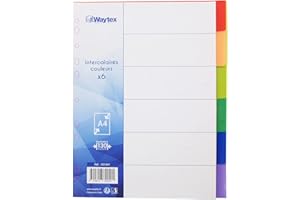 WAYTEX 931347 Divisori A4 6 Tasti Neutri in Polipropilene Colori Vivi con Indice