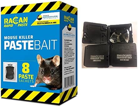 Racan Rodent Vermin Mouse Killer 8 Poison Bait Sachets - 5 mice trap boxes - not rat