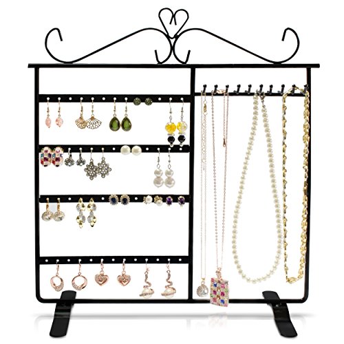 VENKON - Design Schmuckständer Ohrringhalter Kettenhalter Schmuckorganizer aus Metall - schwarz - 34 x 32 cm