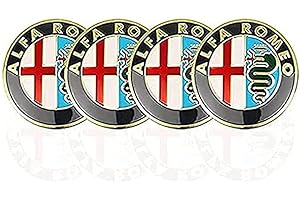 HEYCE Coprimozzo Tappi Copricerchi Ruota Coprimozzi Cerchioni coperture per mozzi 50mm per Alfa Romeo Mito 147 156 159 166 Giulietta Spider Stelvio,B