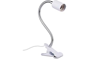 Akynite Portalámparas E27 con Pinza para Tortugas, max. 150W, CA 230V, Portalamparas E27 Ceramica con Interruptor y Cable 1,8m, Lámpara para Reptiles Terrario Acuario, Blanco (sin bombilla)
