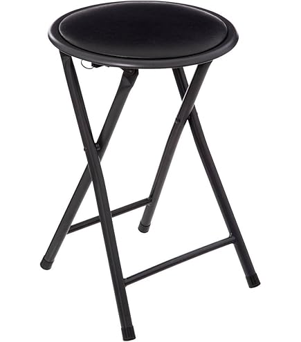 Klapphocker Küche Holz | Klappbarer Sitzhocker 47cm | Metallgestell Belastbar 100kg