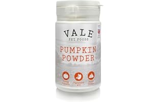VALE PET FOODS Pure Pumpkin Powder for Dogs 180g - Natural Dog Food Topper & High Fibre Digestive Aid Supplement for Nutrition, Firm Stool, Relief, Lick Mat & More - Sprinkle Dry or Wet for Puree Paste