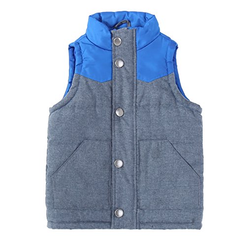 Bienzoe Baby Infant Zip Quilted Sleeveless Warm Cotton-padded Vest blue Size 12M