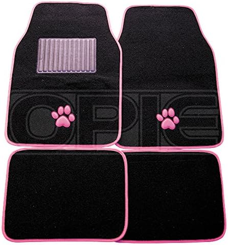Mountney SUM-721 Car Mat Pink Paw Print, Set of 4