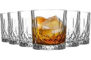 UNISHOP Set de 6 Vasos de Agua y Bebidas Alcohólicas, Vasos de Cristal de 330ml, Aptos para Lavavajillas