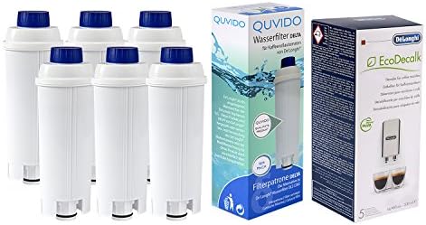 6 x QUVIDO Delta Water Filter for Delonghi Coffee Machine Delonghi DLSC500 Descaler Ecodecalc 500ml