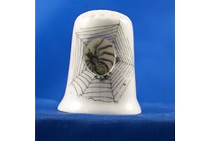 Porcelain China Collectable Thimble - Peephole Spider in Web by Birchcroft China