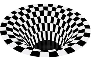 Veciado Alfombra de IlusióN de VóRtice Alfombra de Agujero Sin Fondo con Efecto de Trampa 3D Redonda Negra para HabitacióN, Dormitorio, Alfombrillas Antideslizantes para Suelo-C