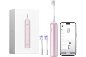 Laifen Wave, spazzolino elettrico, oscillante e vibrazione, spazzolino elettrico sonico per adulti, con 3 testine, IPX7, impermeabile, magnetico, ricaricabile, spazzolino da viaggio (alluminio rosa)