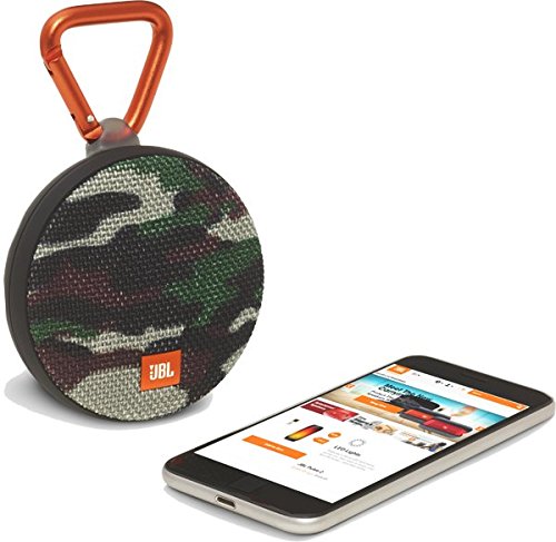 JBL Clip 2 Speaker Bluetooth, Waterproof, Ultra-Portatile, Ricaricabile con Microfono e Moschettone Integrato, Compatibile con Smartphone/Tablet e Dispositivi MP3, Militare