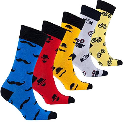 socks n socks Calcetines de algodón de colores para hombre - 5 pares Talle único Hipster-2