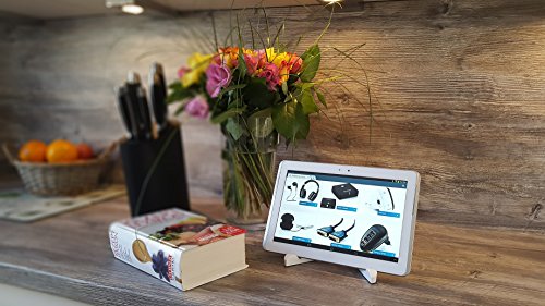 deleyCON HQ Universal faltbare Tablet Halterung/Ständer – Winkel verstellbar für iPad / Galaxy Tab usw – mit & ohne Case nutzbar Weiß - 7