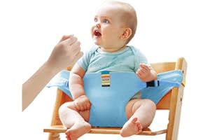 ONATISMAGIN Sièges chaise haute sécurité pour bébé, harnais chaise haute portable pour tout petit, siège sécurité d'alimentation lavable pour la maison/voyage/shopping/restaurant (Bleu)
