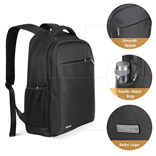 PRASACCO Notebookrucksack Laptoprucksack Backpack f  r 15 6 Zoll Business Rucksack wasserabweisender Schulrucksack zum Wandern Uni Reisen Camping Schw