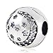 Produktbild charmstar Funkeln Nacht Clip Charm mit Clear CZ Stein Sterling Silber Authentic April Mond und Stern Stopper Perlen Lock für Charm Armband