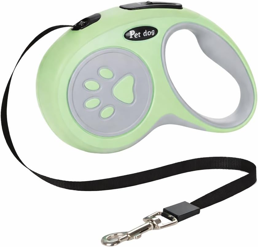 MADPET Otomatik Köpek Tasması 5 Metre Yeşil – Geri Çekilebilir Kilitli Makara Sistemi – Dayanıklı Şerit Halat – Ergonomik Kaymaz Sap – Küçük ve Orta Irk Köpekler için Gezdirme Tasması