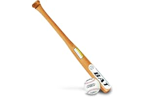 BodyRip Rounders Wooden Baseball Bat - Beginners, Lightweight, Composite Solid Wood, Slender Handle, Self-Defence Tool | Choose from 25", 29", 33" With or Without Rawlings 9" Softball