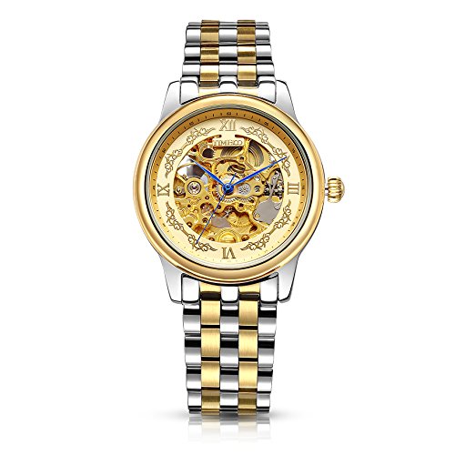 Time100 Herrenuhr Automatik Edelstahl Saphirglas Armbanduhr Mechanisch Skelettuhr Wasserdicht Analog Gold #W60015G.01A Time100 Herrenuhr Automatik Edelstahl Saphirglas Armbanduhr Mechanisch Skelettuhr Wasserdicht Analog Gold #W60015G.01A