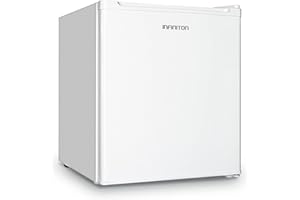 INFINITON ELECTRONICS INFINITON CV-A52B - Congelador vertical mini, Blanco, 33 litros, Control de temperatura mecánico, Puerta reversible, Clase A+/E