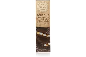 Venchi - Stecca Torronato Gianduia, con "Nocciola Piemonte IGP" e Cioccolato Fondente 60%, 200 Gr, Senza Glutine, Senza Coloranti e Senza Conservanti, Idea Regalo Natale