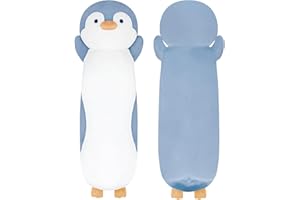 Dalmao 90cm Langer Pinguin Plüsch Kissen, Blaue Pinguin Stofftiere Kuscheltier, Niedliche Plüschtier Schlafkissen Geschenke für Kinder Geburtstage, Ostern