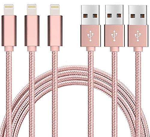    Pack de 3 Rose    C  ble iPhone 3M YooGoal Cable Lightning    Chargeur rapide Transfert de donn  es    vers USB de Nylon Tress   Connecteur en Chargeur C  ble pour iPhone X 8 8Plus 7 7Plus 6 6S Plus iPad iPod