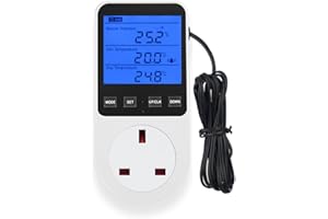 Aideepen Digital Thermostat Socket, Temperature Controller 230V 13A with Clock Timer, Thermostatic Plug with Sensor Probe for Greenhouse Refrigerator Aquaculture