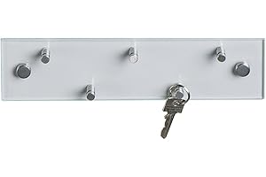 ‎ZELLER PRESENT SCHÖNER LEBEN. PRAKTISCH WOHNEN. Zeller 13884 Schlüsselbord, Glas/Edelstahl Silber 30 x 7,5 cm