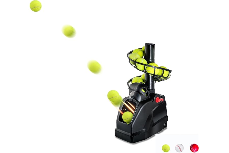 Lanceur De Balle Tennis(Peut contenir10 Balls) Machine à Tennis pour Débutants/Enfants/Entraîneur/Maison/Terrain/Garage/Bureau,AC et Batterie&Câble USB