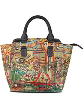 Coosun Frauen Vintage Hintergrund ägyptischen Stil PU Leder Schultertasche Top-Griff Handtasche Tote Umhängetasche