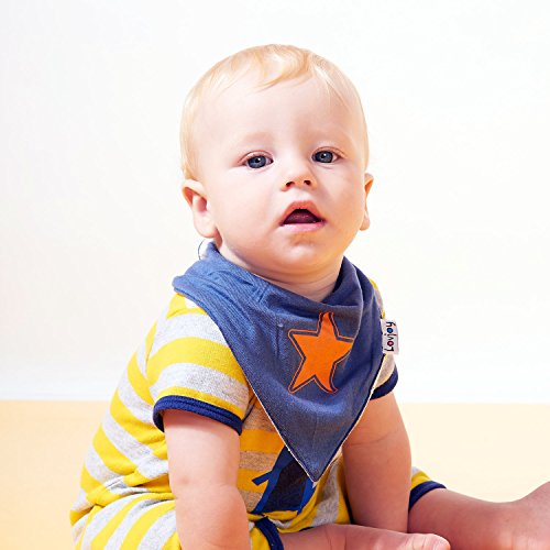 Lovjoy Bandana Geifer Baby Lässig Lätzchen – 5er Pack (Städtisch Stern) – Multicolor Super Absorbent & Soft für ultimativen Komfort mit Druckknöpfen – abwaschbar – Wasserdicht vlies Auskleidung für 0-3 Jahre – Netter Baby-Geschenk für Jungen und Mädche - 4