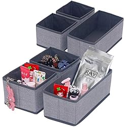homyfort Organisateur de Tiroir 6 Pièces, Boîte de Rangement Pliable Non-tissé pour sous-vètements, Chaussettes, Utilisation Flexible boîte tiroir, Lin Gris, XDS3P2