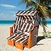Produktbild wolketon Strandkorb Polyrattan Kunststoffgeflecht XXL Strandstuhl UV-beständiges inkl. Kissen|Nackenkissen|Wasserdicht Strandkorbschutzhülle|Tische zum Aufklappen|ausziehbare Fußstützen