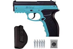 ECOMMUR Wildcat Blue C11 | Pistola de balines BB's de Acero 4.5mm por Aire comprimido (CO2) + pistolera Holster + munición