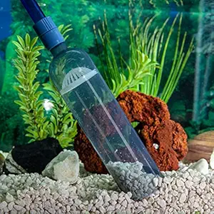 Fish Tank Cleaner - Aquarium Vacuum Siphon Pump with Flow Control- Gravel Cleaner Water Filter Siphon Hose Automatic Fluids Transfer Self Priming, Quick Water draining, Gravel Cleaner Free Mini net