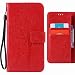 Produktbild Ougger Handyhülle Lenovo Lemon 3/Lenovo Vibe K5 Plus Hülle Tasche, Baum Katze Druck BriefHülle Tasche Schale Schutzhülle Leder Weich Magnetisch Stehen Silikon Cover mit Kartenslot (Rot)