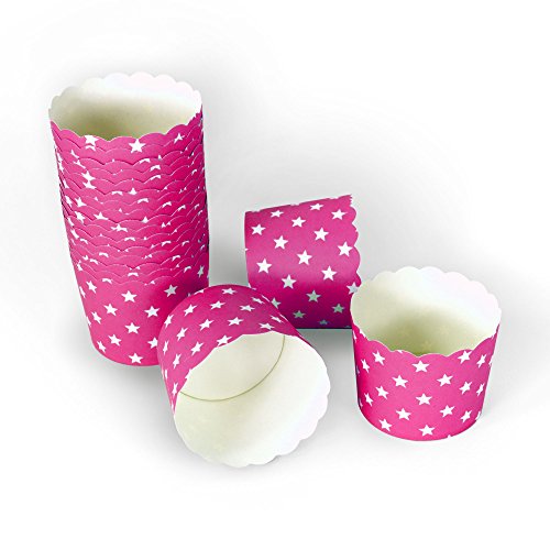 50 Frau Wundervoll Muffin Backformen aus stabilem Papier, groß Ø 6,1 cm, pink mit weißen Sternen / Muffinförmchen / Cupcake Backformen / Muffindeko Frau Wundervoll