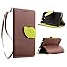 Produktbild Sony Xperia Z3 Compact(Mini) Lederoptik PU Leder Hülle (Frei 2 in 1 Ball Touch Pen) CaseHome Nature Blatt Etui Magnetverschluss Stil PU-Leder Brieftasche [Standfunktion] Deckel Klapptasche Schale Flip Foliant Schützende Haut Hüllen Mit Wallet Kartenfach Magnetverschluss Standfunktion Handytasche Taljereep Lanyard Strap Tragen Folio Tasche Schutzhülle(Braun Color)