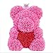 Produktbild YUWJ Dekoration Rose Bear, künstliche Rose Dekoration Teddybär mit Geschenkbox Valentinstag oder Geburtstagsgeschenk künstliche geschmacklose Rose dekorative Bär Dekoration,Pink